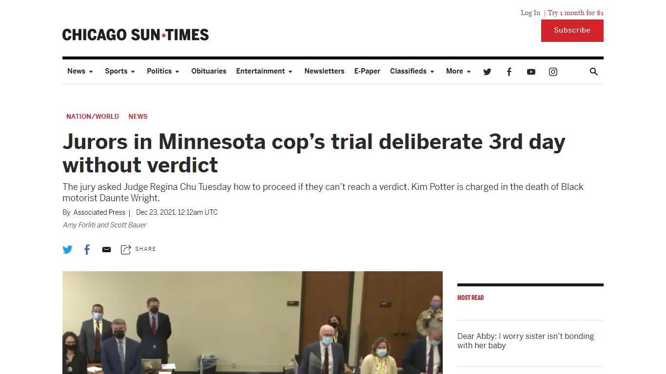 Jurors in Minnesota cop’s trial deliberate 3rd day without verdict